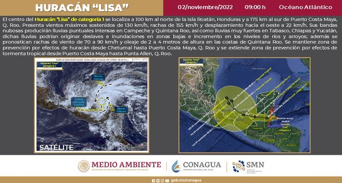 Huracán Lisa Causará Lluvias Intensas en el Sureste de México