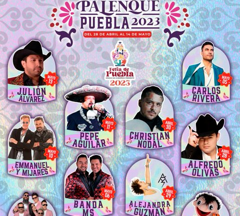 Carlos Rivera, Alfredo Olivas, Alejandra Guzmán y Banda MS, artistas de Palenque de Feria de Puebla 2023
