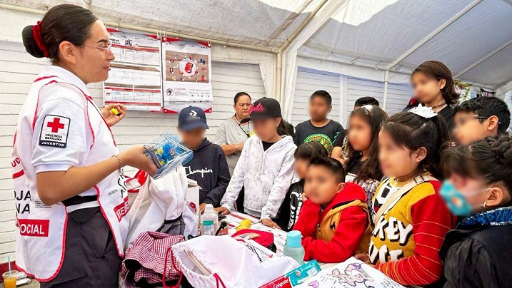 Policía Auxiliar y Cruz Roja suman esfuerzos en favor de la niñez poblana