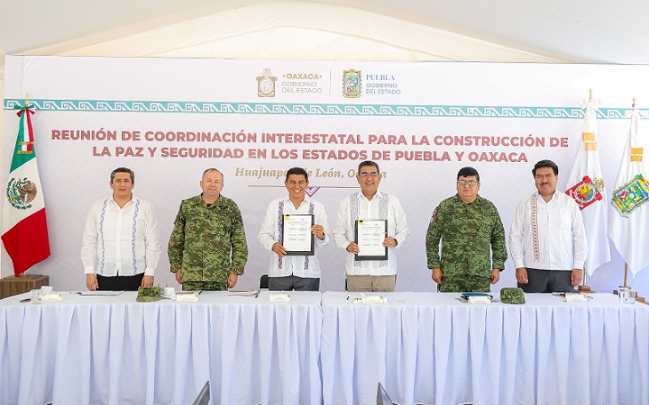 Firman Puebla y Oaxaca convenio de Seguridad para bienestar de zona limítrofe