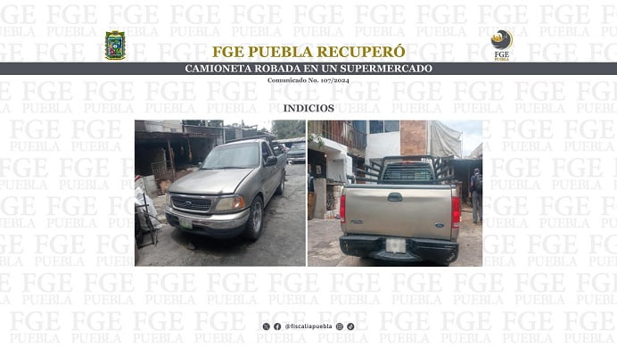 FGE Puebla recuperó camioneta robada en un supermercado