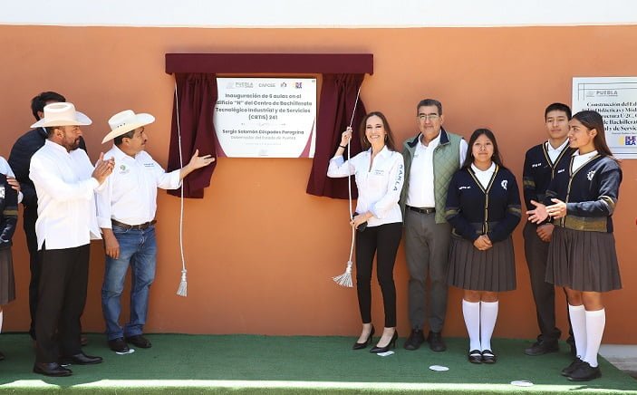 En Oriental, Sergio Salomón inaugura seis aulas del Centro de Bachillerato Tecnológico Industrial, con inversión de 5.8 mdp 
