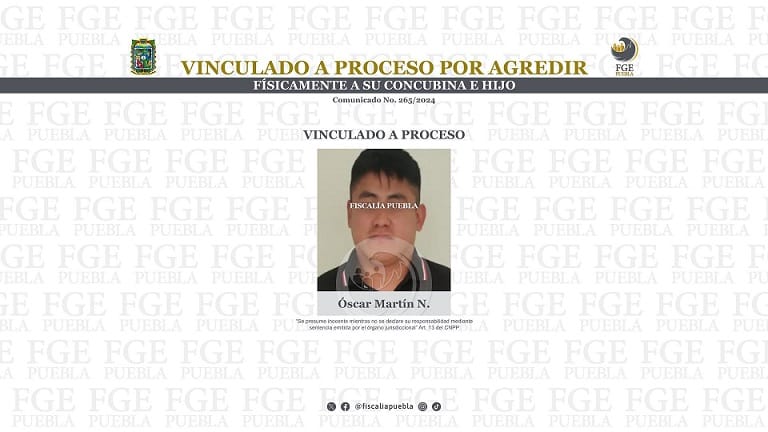 Vinculan a Oscar Martín N a proceso por agredir físicamente a su concubina e hijo