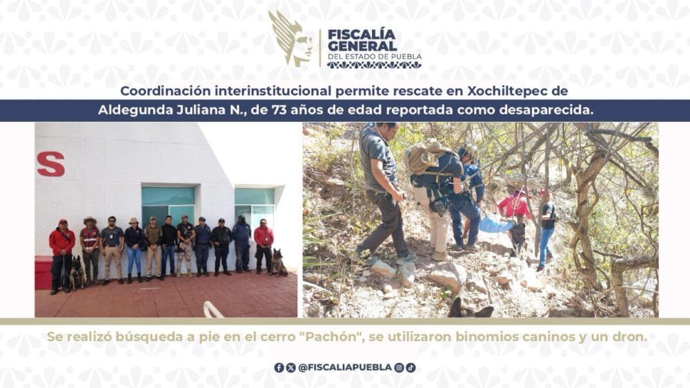 Coordinación interinstitucional permite el rescate de mujer de la tercera edad reportada como desaparecida