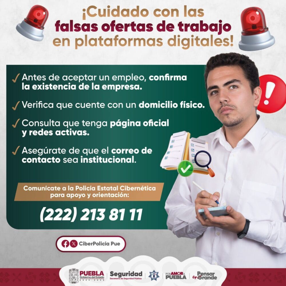 Emite SSP recomendaciones ante ofertas de empleo falsas en plataformas digitales