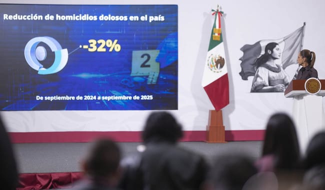 Reducción de 32% en homicidios dolosos es muy significativa: Claudia Sheinbaum