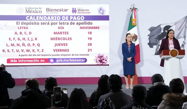 Gobierno de México: del 18 al 21 de noviembre inicia pago a nuevas beneficiarias de la Pensión Mujeres Bienestar
