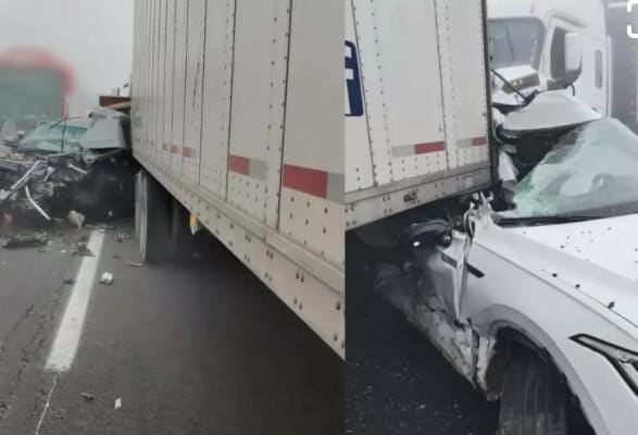 Cerrada la Plaza de Cobro Esperanza por colisión múltiple; hay 2 personas prensadas