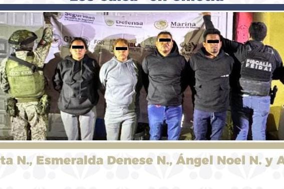 Detiene FGE, en operativo interinstitucional, a cuatro integrantes de “Los Caica” en Chietla