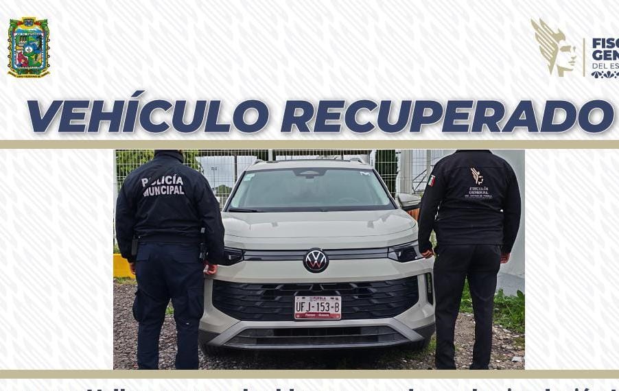 FGE Puebla recupera Volkswagen blanco con reporte de robo
