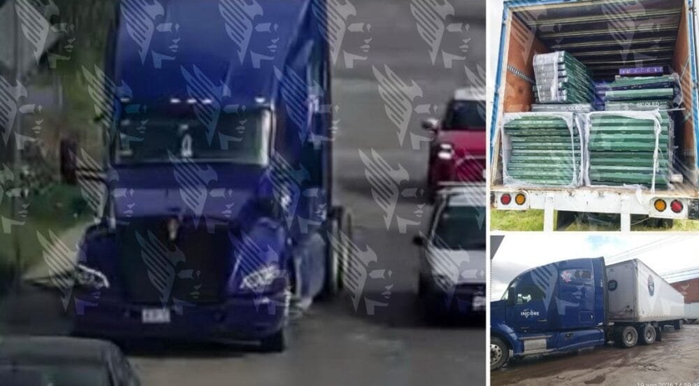 En operativo interinstitucional, recupera FGE tractocamión y cargamento de pantallas de televisión en Cuautlancingo