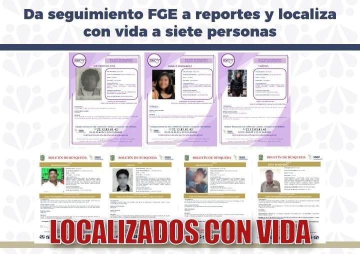 Da seguimiento FGE a reportes y localiza con vida a siete personas