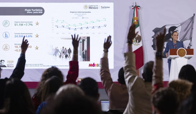 Presidenta destaca récord histórico de 51.1 millones de viajeros internacionales en primer semestre del 2026