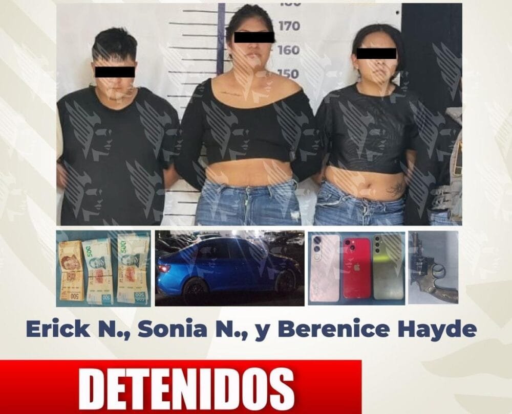 Detiene FGE a tres personas por extorsión en San Pedro Cholula