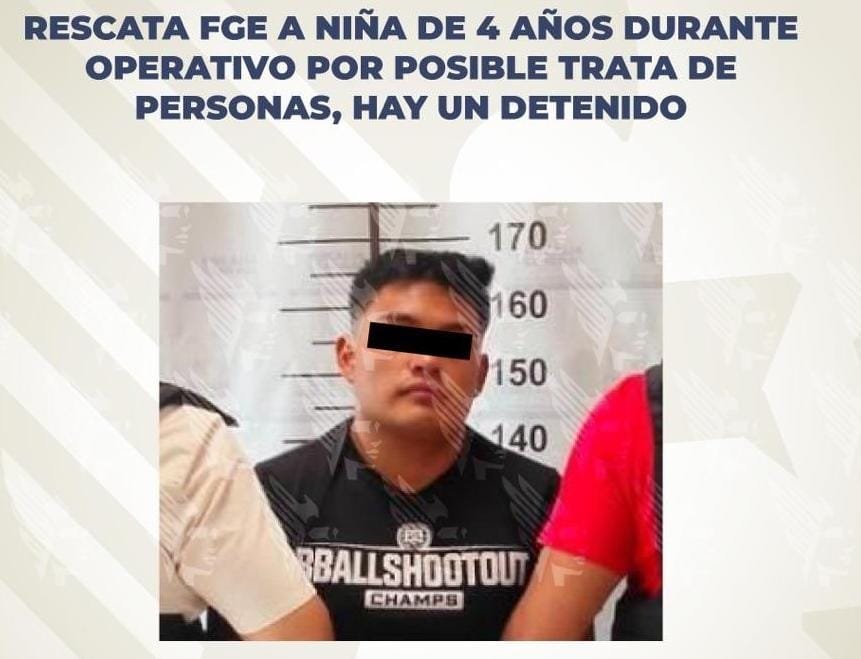 Rescata FGE a niña de 4 años en operativo contra trata en Puebla; hay un detenido