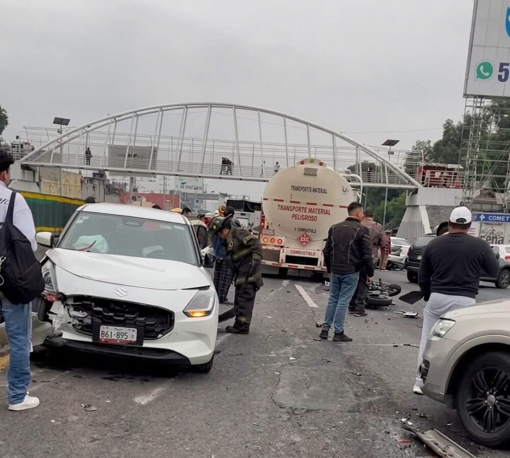 Trágico choque múltiple deja un motociclista sin vida y varios lesionados en la México-Pachuca