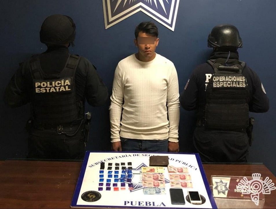 Detiene SSP a “El Alex”, presunto narcomenudista en Cholula