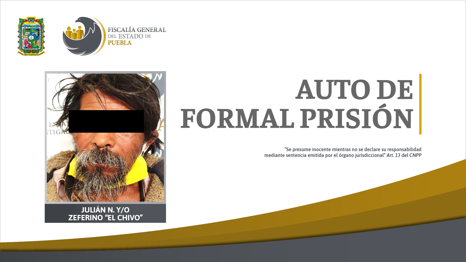 Auto de formal prisión por violación de una menor de edad en 2013