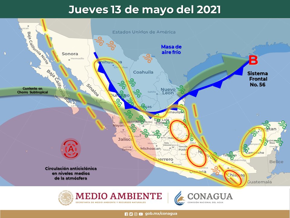 Se pronostican lluvias torrenciales, acompañadas de descargas eléctricas y posible granizo en Hidalgo, Puebla y Veracruz