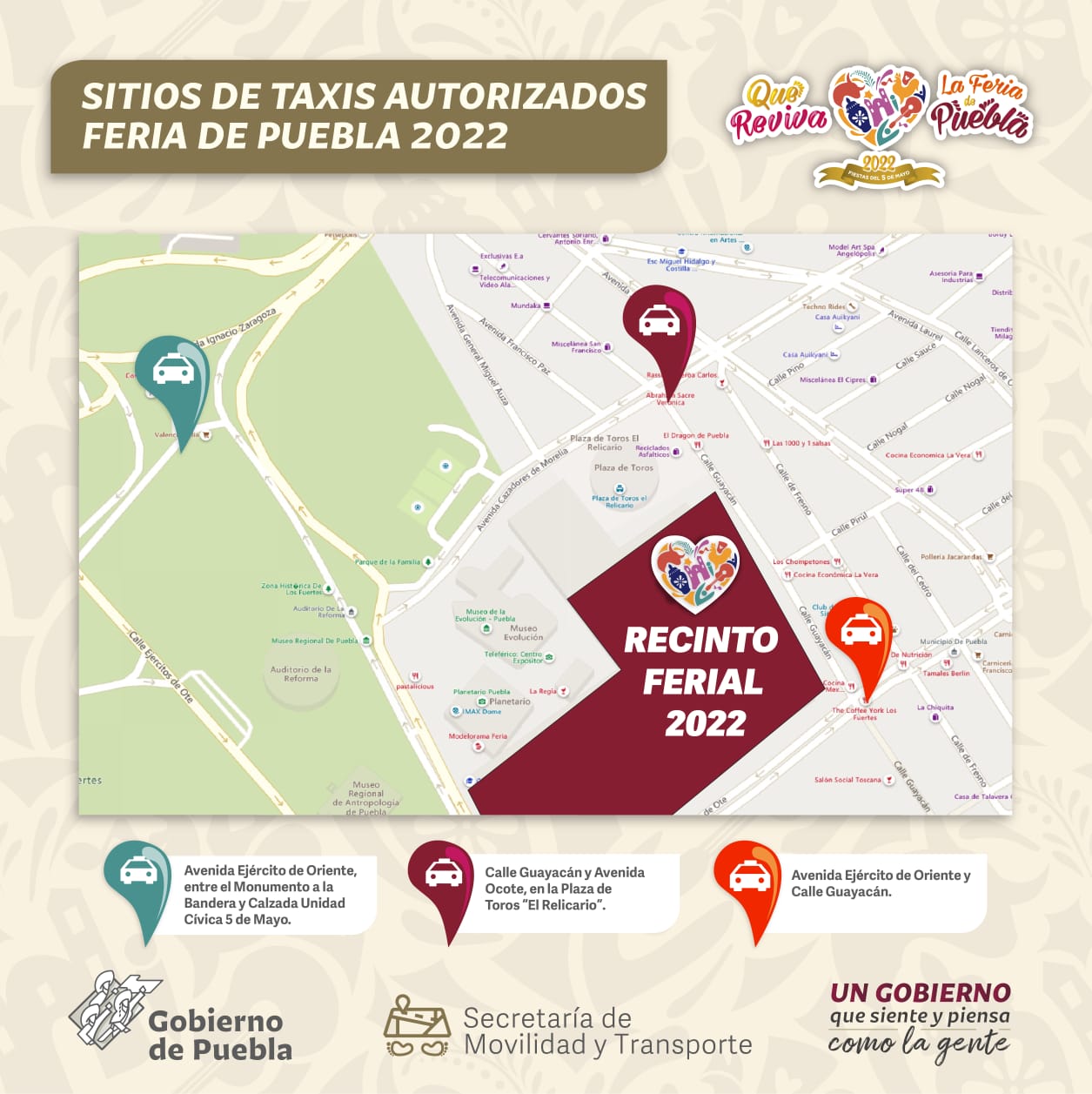 Continúan recorridos de taxi y transporte público en la Feria de Puebla 2022: SMT